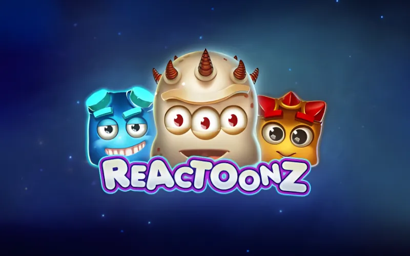 밝은 우주 테마 1win Reactoonz 슬롯 승리 장면.