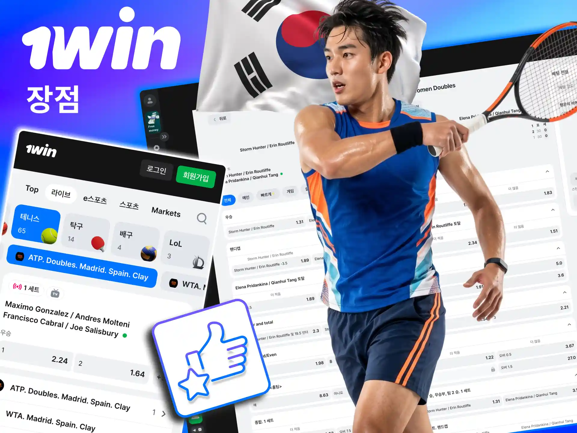 다양한 대회와 배당 제공하는 1win 테니스 베팅 장점.